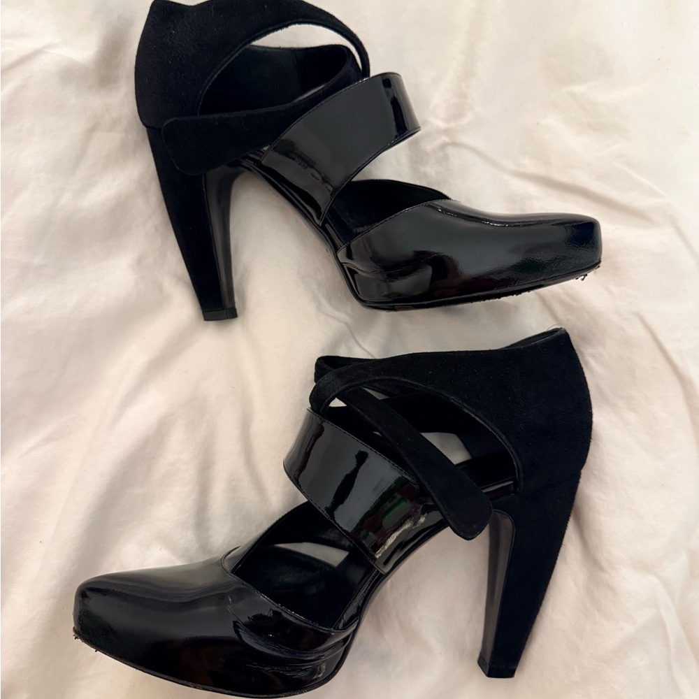 Balenciaga Ghesquiere Era Black Patent & Suede Platform Wrap Heels Rare - Picture 8 of 15